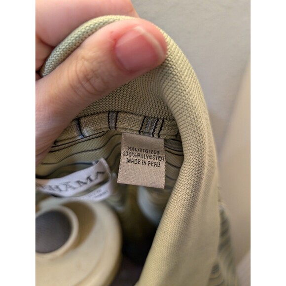 Tehama Golf Polo Shirt Men's XXL Green &Blue Striped Hang'Em Dry Moisture System - Picture 6 of 12